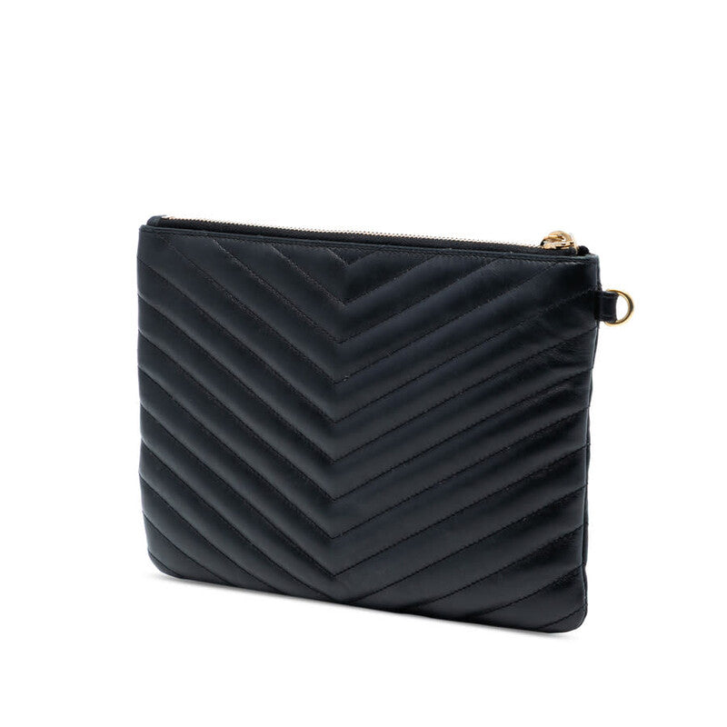 Saint Laurent pochette Monogram Zip A5 chevron matelassé