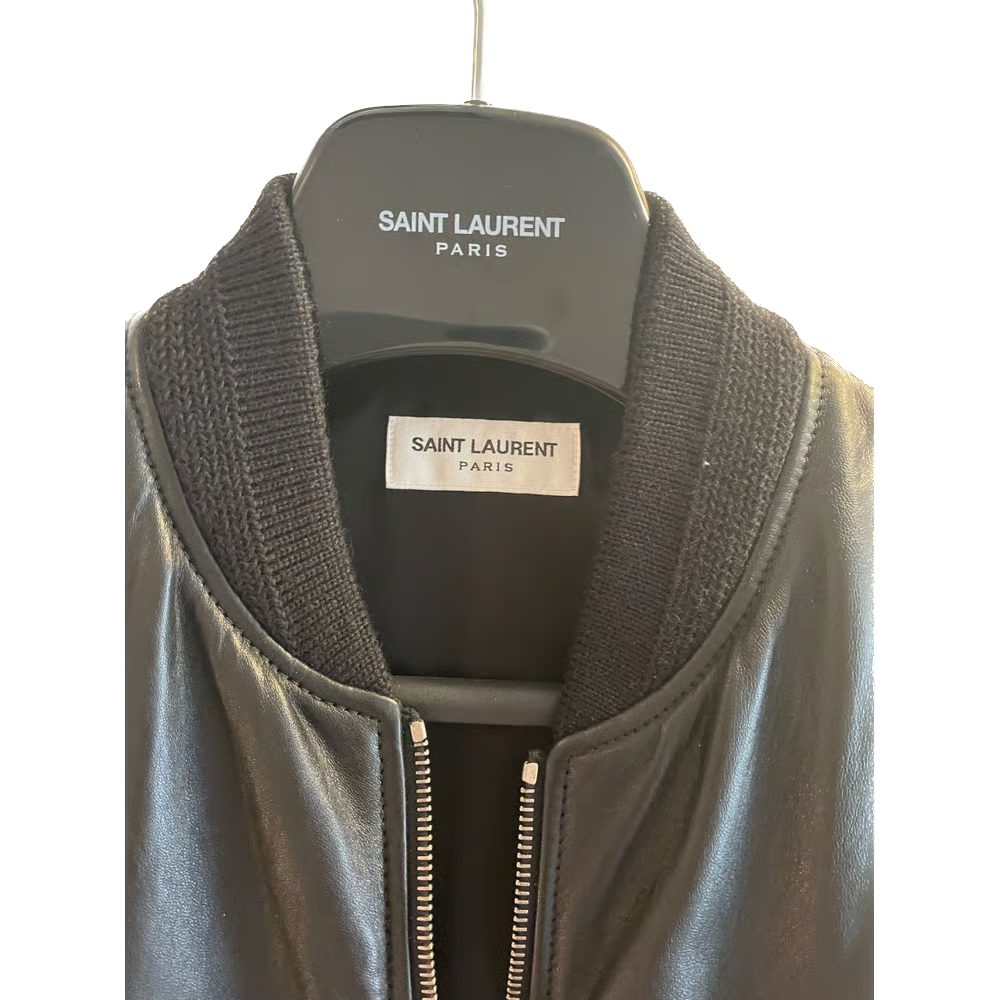 SAINT LAURENT Chaqueta de cuero suave talla XS