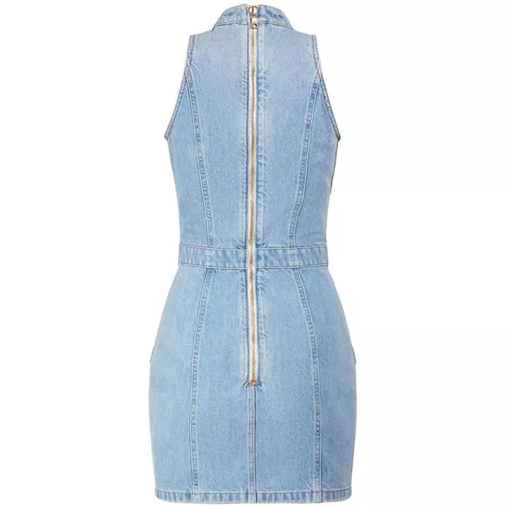 BALMAIN Robe boutonnée courte en denim taille 38