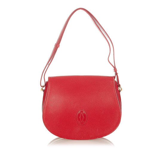 Must de Cartier Leather Shoulder Bag Red - Gaby Paris