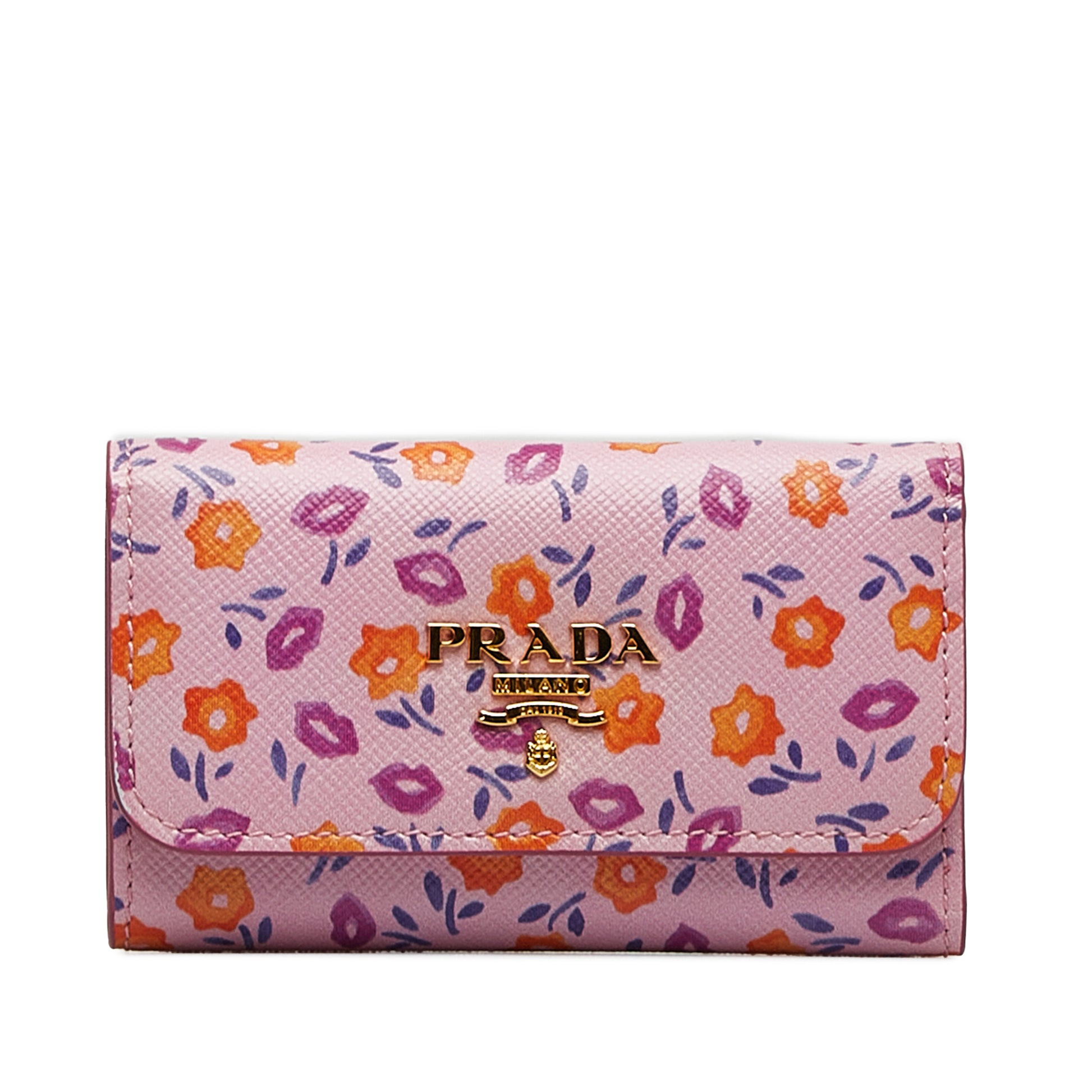 Floral Saffiano Key Case Pink - Gaby Paris