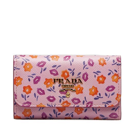 Floral Saffiano Key Case Pink - Gaby Paris