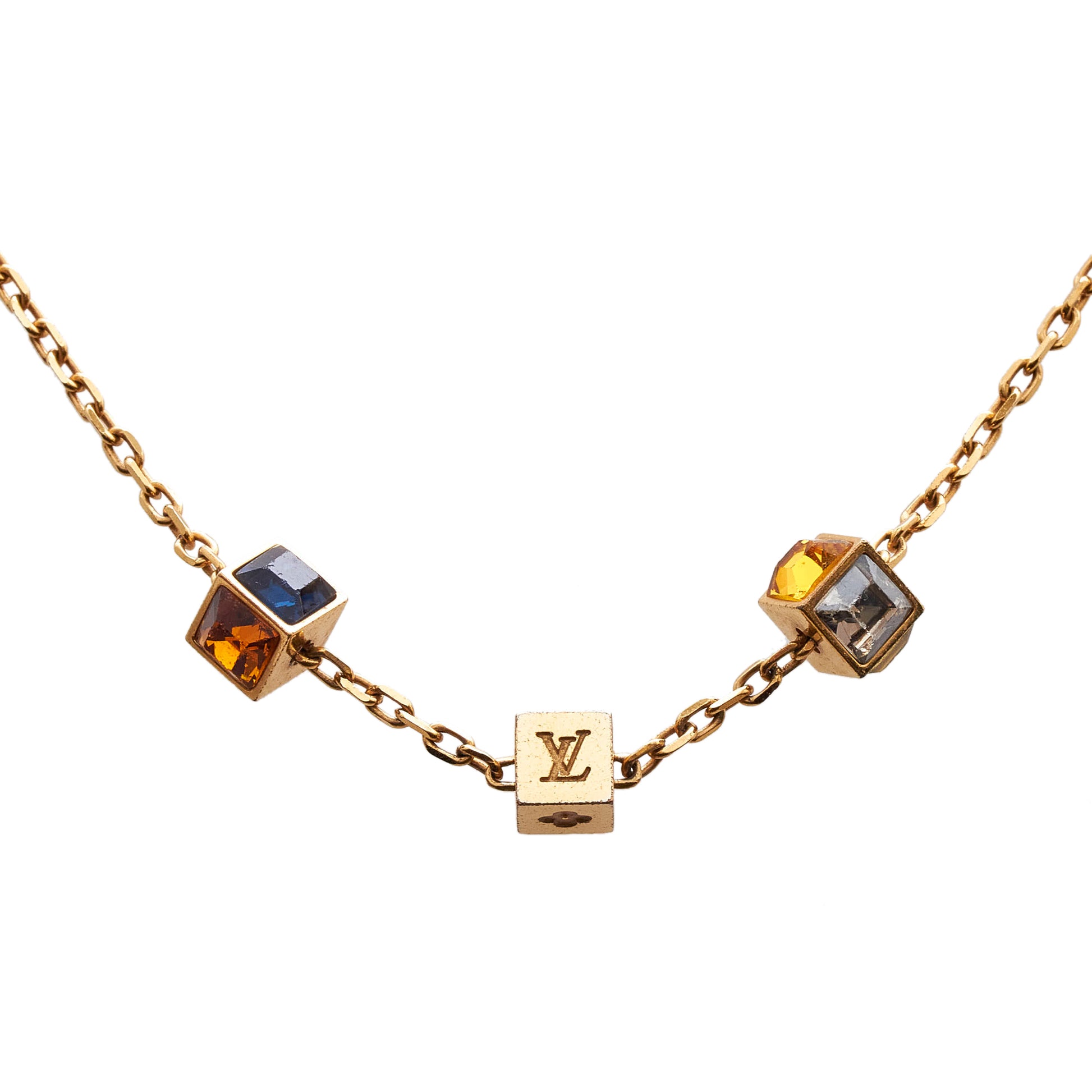 Multicolor Crystal Gamble Cube Necklace Multi - Yeahllow