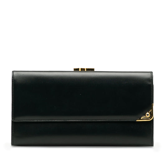 Leather Long Wallet Black - Gaby Paris