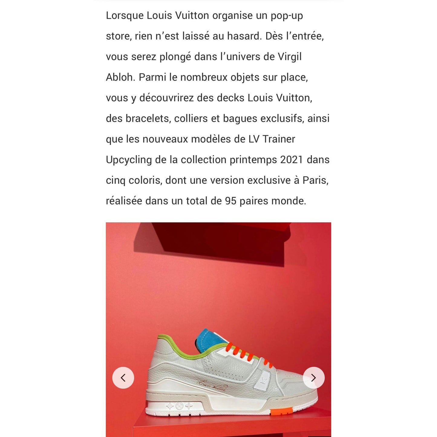 LOUIS VUITTON Sneaker Upcycling Virgil Abloh Special Edition city of Paris 95 ex in the world