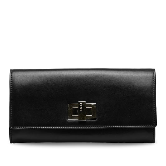 Peekaboo Leather Wallet Black - Gaby Paris