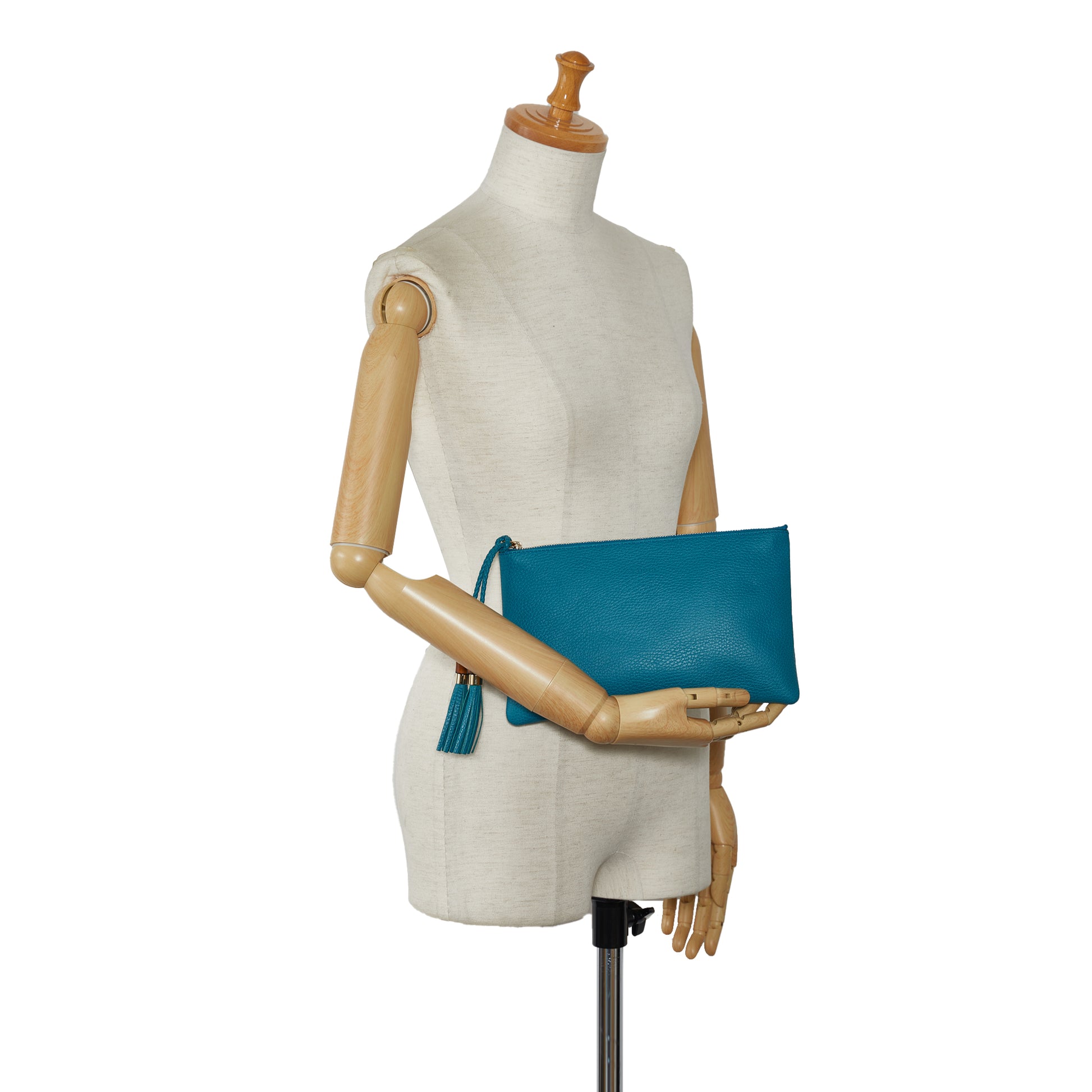 Bamboo Leather Pouch Blue - Gaby Paris