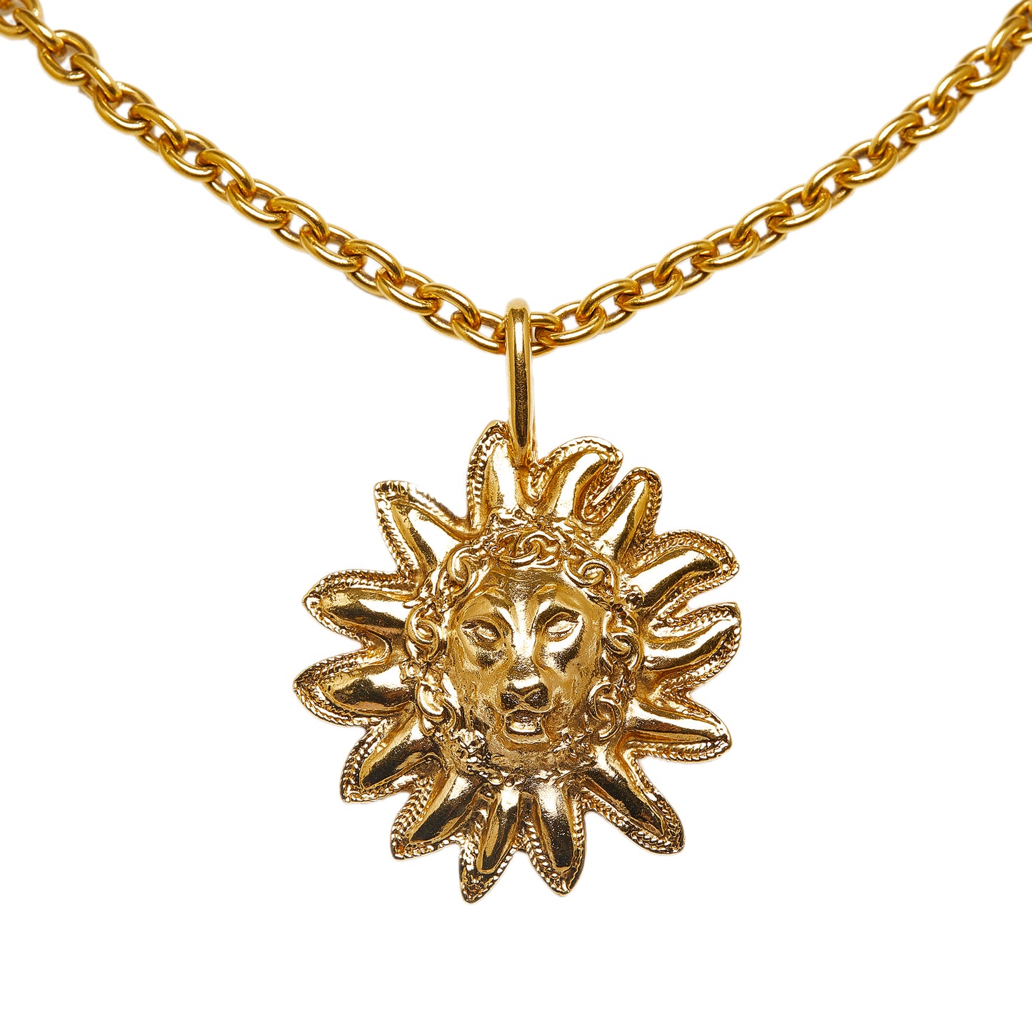 Leo Lion Sun Medallion Necklace Gold - Gaby Paris