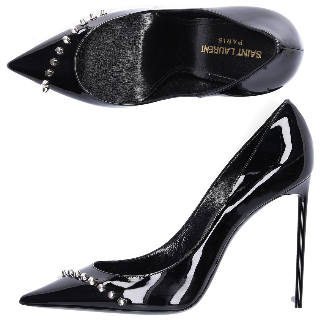 SAINT LAURENT Escarpins en cuir verni Zoe 105 Stud